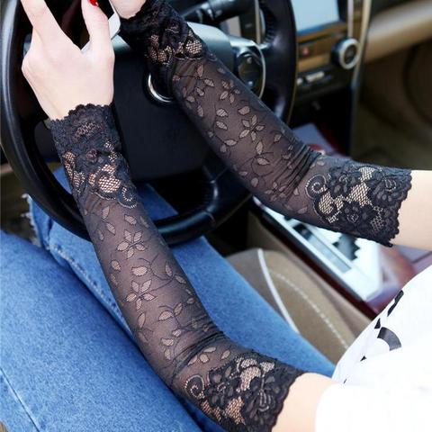 Summer Women Sexy Lace Gloves Sunscreen Long Lace Fingerless Mittens Covered Scar Elastic Sleeve Ladies Driving Gloves AGB638 ► Photo 1/6