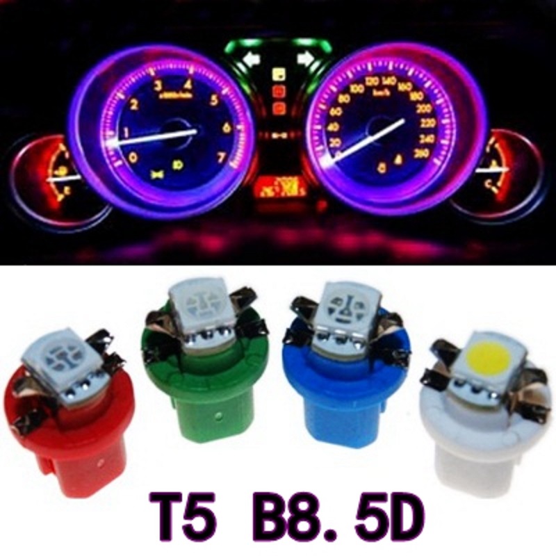 10x T5 B8.5D 5050 1SMD Car LED Dashboard Dash Gauge Instrument Light Bulbs 12V 