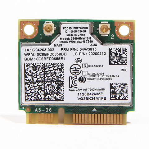 Wireless Adapter Card for IBM Lenovo Thinkpad Intel N 7260 7260HMW BN 300Mbps Wifi Bluetooth BT4.0 Mini PCI-E Wlan 04W3815 ► Photo 1/1