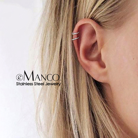 e-Manco Trendy stainless steel ear cuff earrings for women clip on earrings without piercing earcuff jewelry ► Photo 1/5
