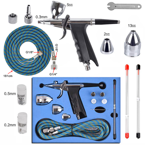 0.2/0.3/0.5mm Double Action Spray Gun Trigger Airbrush Set With Tips 3 Cups Spray Gun Model Air Brush For Nail Tool Tattoo Art ► Photo 1/6