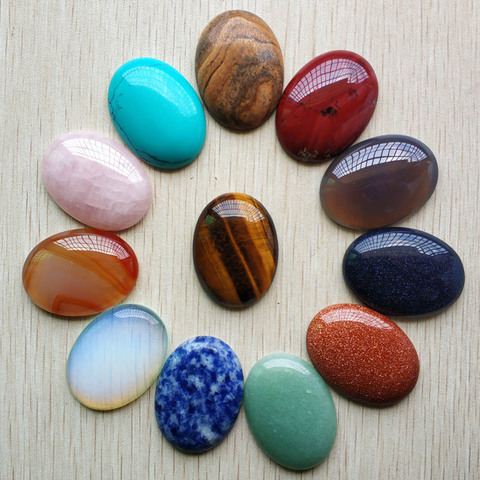 Wholesale 12pcs/lot fashion assorted natural stone mixed Oval CAB CABOCHON beads 30x40mm for DIY jewelry accessories making free ► Photo 1/6
