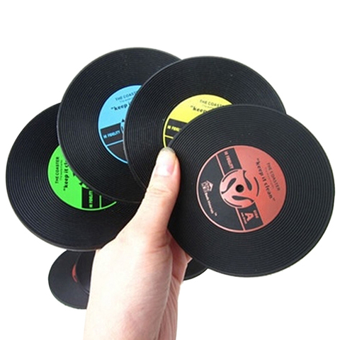 Retro CD-Design Antislip Silicone Drink Coasters Pad Cup Coffee Mat Placemat Christmas  Gift  6LO2 ► Photo 1/6