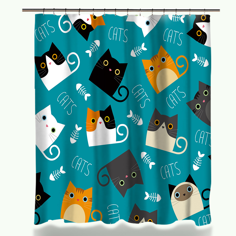 Cartoon Cat Shower Curtains Waterproof Animals Bath Curtains For Bathroom  Bathtub Large Wide Bathing Cover Home - AliExpress