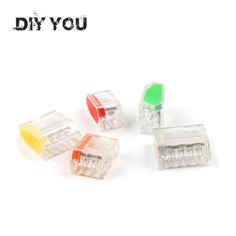 30/50/100Pcs DIY YOU PCT-252/253/254/255 Fast Push-in Terminal Block Compact Wire Connector 2/3/4/5Pin Conductor AWG ► Photo 1/6