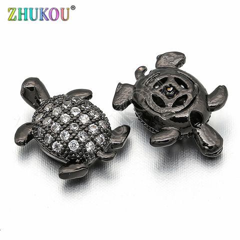 9*12mm Brass Cubic Zirconia Turtle Beads for DIY Jewelry Findings Accessories, Mixed Color, Hole:0.5mm, Model: VZ155 ► Photo 1/6