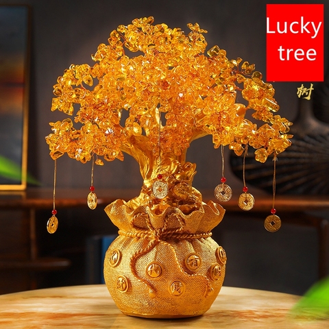 4 Size Resin Citrine Feng Shui Money Tree Lucky Tree Home Decoration Ornaments Festival Holiday Gifts Bring Wealth ► Photo 1/6