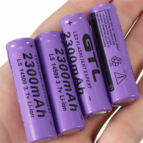 4pcs 3.7V 2300mAh 14500 AA Li-ion Rechargeable Battery NiMH and NiCd Rechargeable Battery For RC Aircraft RC Cars Purple ► Photo 1/5