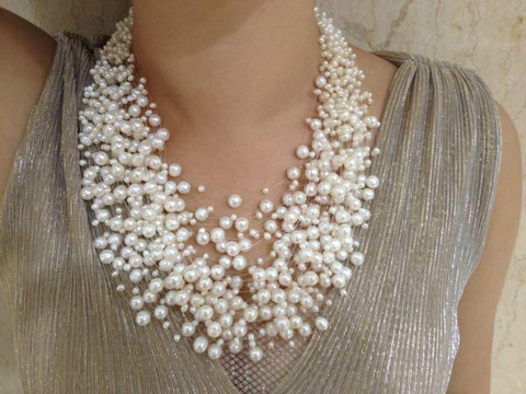 30 Layers Wedding Pearl Necklace Starriness Floating Freshwater Pearl Necklace Fashion Design Necklace For Women Jewelry Culture ► Photo 1/5