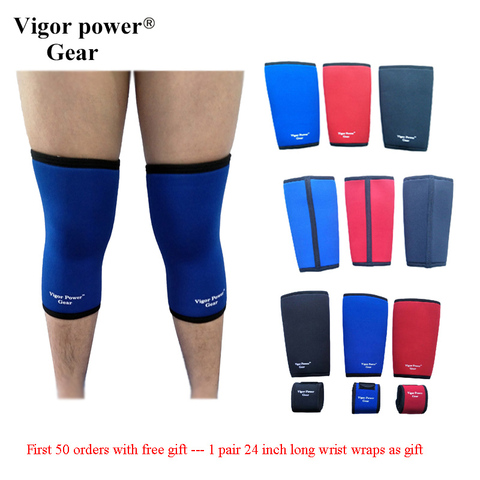 Free Shiping  7mm knee sleeves  strong warm knee support  vigor power gear for power lifting crossfit  weight lifting 2 pcs ► Photo 1/6