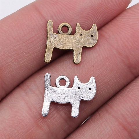 WYSIWYG 20pcs 14x12mm Pendant Small Cat Kawaii Cat Charm Pendants For Jewelry Making Antique Silver Color Cute Cat Pendants ► Photo 1/3