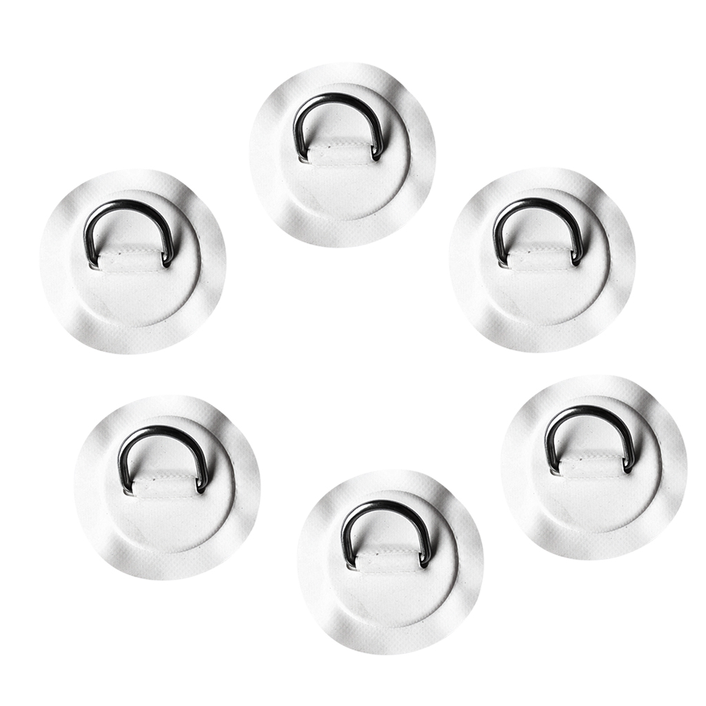 6Pcs Stainless Steel D-Ring Round Patch Pad for Inflatable Boat Kayak Dinghy 