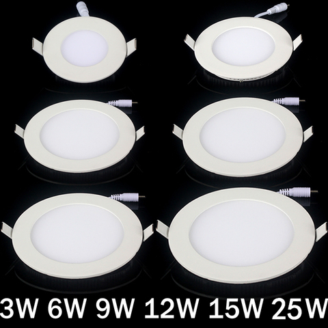 Ultra thin led down light lamp 3w 4w 6w 9w 12w 15w 25w led ceiling recessed grid downlight slim round panel light free shipping ► Photo 1/2