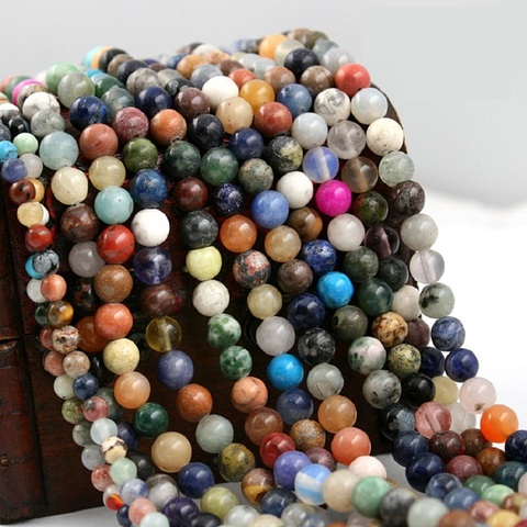 4mm 6mm 8mm Random Mixed Color Nature Loose Semi-precious Round spacer Stone Beads for DIY Fashion Bracelet Necklace Jewelry ► Photo 1/6