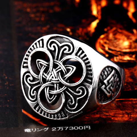 Beier new store 316L Stainless Steel Viking Triangular Men's Ring Nordic God Pattern High Quality Jewelry dropshippingLLBR8-663R ► Photo 1/5