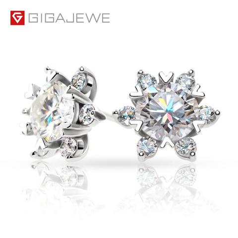 GIGAJEWE Total 1.6ct EF VVS Diamond Test Passed Moissanite White Gold Plated 925 Silver Earrings Jewelry Woman Girlfriend Gift ► Photo 1/6