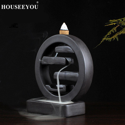 HOUSEEYOU Square Incense Ceramic Backflow Incense Burner Creative Home Decor Incense Holder Censer Living Room Office Ornament ► Photo 1/6