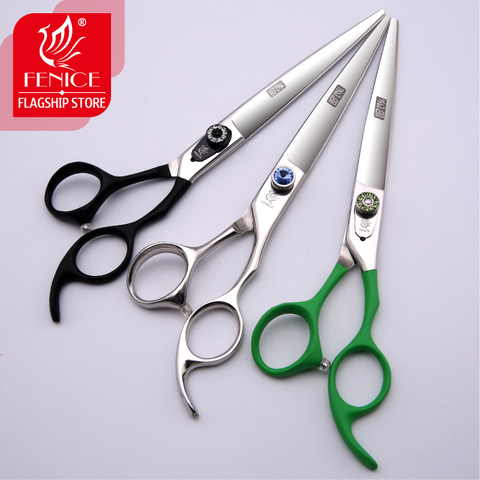 Fenice  7.5 /8.0 /9.0 /9.5 /10 inch high quality colorful  handle Professional Pet Grooming dog Scissors cutting straight shears ► Photo 1/5