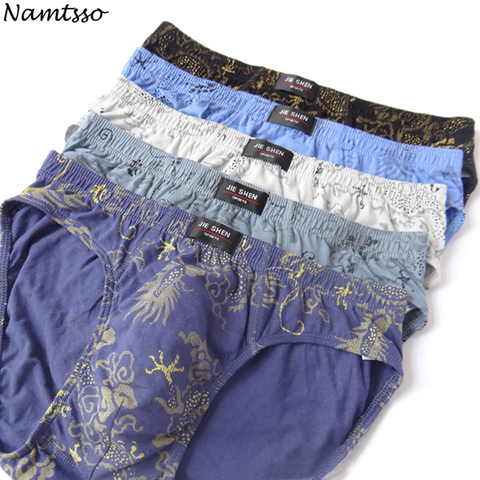 Hot Sale 5 Pieces 100% Cotton Underwear Ultra-large Size Men's Briefs Male Printed Underpants ► Photo 1/4