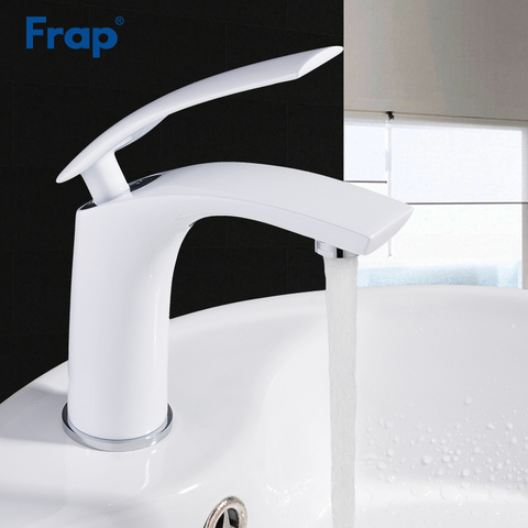 Frap Basin Faucet Water Taps Brass Bathroom sink Faucet Solid White Cold and Hot Water Single Handle Water Sink Tap Mixer ► Photo 1/6