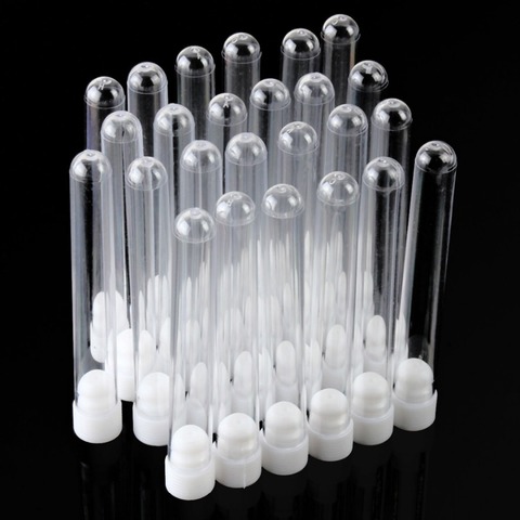 25Pcs/Set Plastic Test Tubes Transparent Test Tube 15x100mm Clear Plastic Vials Lab Test Tubes with White Caps Stoppers 12ml ► Photo 1/5