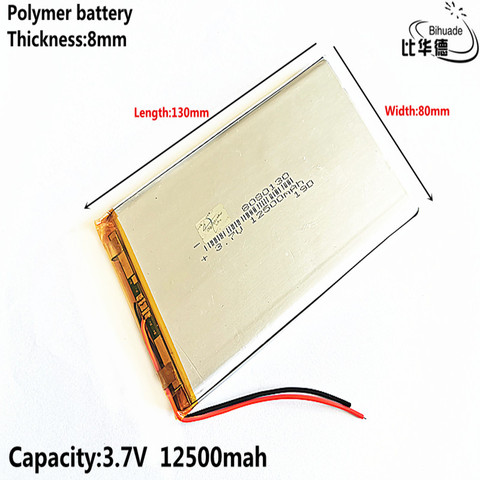 3.7V 12500mAh 8080130 lithium polymer battery MP3 MP4 navigation instruments small toys and other products Universal Battery ► Photo 1/5