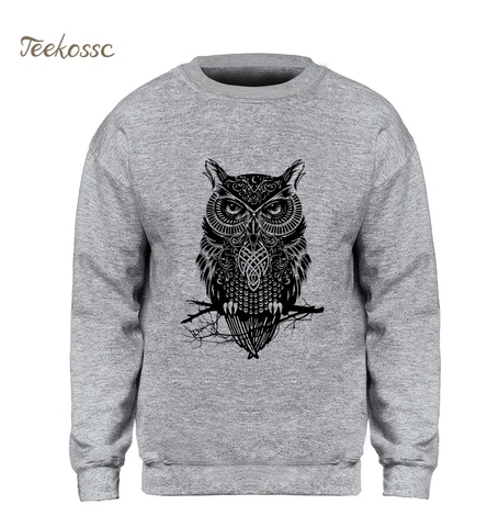 Animal Owl Hoodie Men Black Sweatshirt Casual Crewneck Sweatshirts 2022 New Brand Winter Autumn Fleece Warm Hoody Brand Clothing ► Photo 1/6