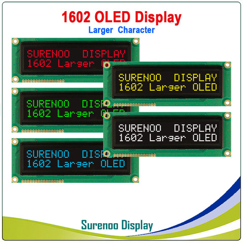 Real OLED Display, Military Level Larger 1602 162 Character LCD Module Screen LCM build-in WS0010, Support Serial SPI ► Photo 1/1