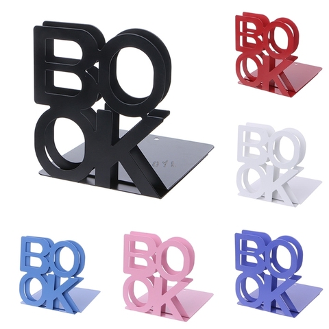 Alphabet Shaped Metal Bookends Iron Support Holder Desk Stands For Books ► Photo 1/6