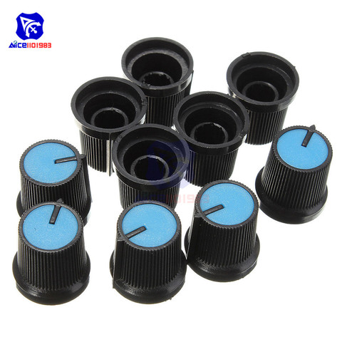 20pcs Black Knob Blue Face Plastic For Rotary Taper Potentiometer Hole 6mm Volume Control ► Photo 1/1