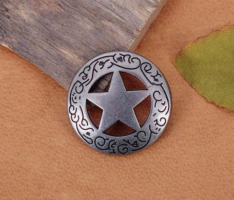 10 Sets Nickle Western Texas Star Engraved Leathercraft Concho Screw Back 27mm ► Photo 1/1