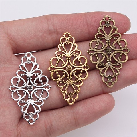 WYSIWYG 8pcs 41x25mm Filigree Connector Motif For Bracelet Making Connector Flower Charms For Jewelry Making ► Photo 1/4