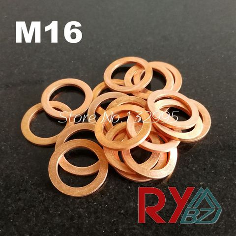 Copper Flat Washer M16 Seal Gasket inner diameter 16mm Sealing Ring Thin Sheet T3 Red copper washer ► Photo 1/6