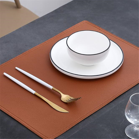Double Pu Leather Placemats Dining, Leather Dining Table Mats
