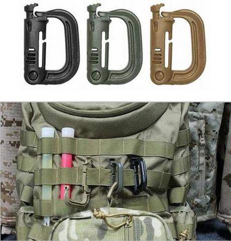 D Locking Ring D Shape Buckle Snap Clip Plastic Key Ring Key Chain Hook Hiking Military Climbing Carabiner Fit Tool ID-HK07 ► Photo 1/6