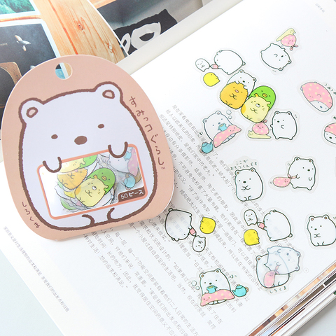 50 Pcs/pack Kawaii Stickers DIY Cute Cartoon PVC Stickers Lovely Cat Bear Sticker For Diary Decoration ► Photo 1/5