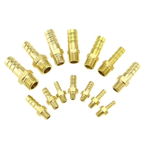Brass Male Barb Hose Tail Fitting Fuel Air Gas Water Hose Oil 3/4/5/6/8/10mm Hose ID X M5 M6 M8 *1.25 M10*1 M10*1.5 M12*1.75 ► Photo 1/6