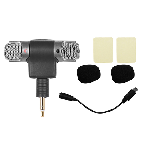 External Stereo Mic Microphone with 3.5mm to Mini USB Micro Adapter Cable for GoPro Hero 3 3+ 4 for AEE Sports Action Camera ► Photo 1/6