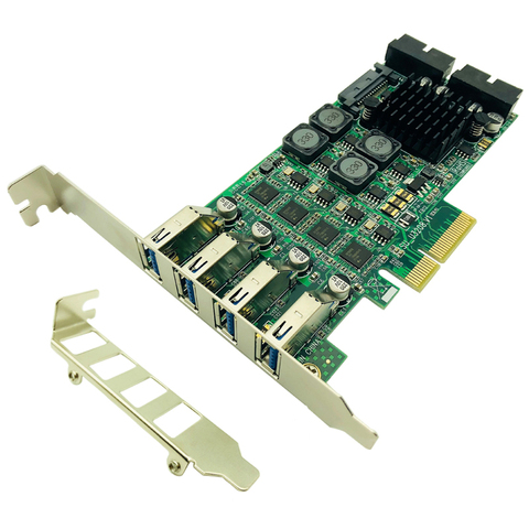 PCI Express PCI-E to USB 3.0 Expansion Card Raiser 8 Ports USB 3.0 Controller SATA Power Independent 4 Channel for Camera Server ► Photo 1/1