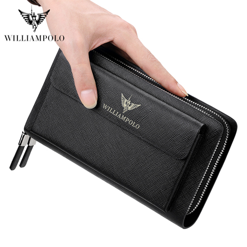 2022 WILLIAMPOLO   Luxury   Business wallet  Solid Double Zipper Purse    Long   Wallet ► Photo 1/6