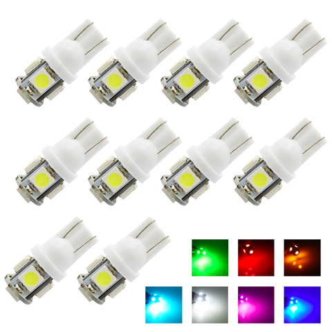 10x W5W White Red Blue LED Lights Car Dashboard Trunk Signal Replacement Reverse Wedge SMD 5050 12V T10 194 168 2825 Lamp Bulb ► Photo 1/6