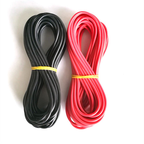 10meter/lot High Quality wire silicone 10 12 14 16 18 20 22 24 26 AWG 5m red and 5m black color ► Photo 1/4