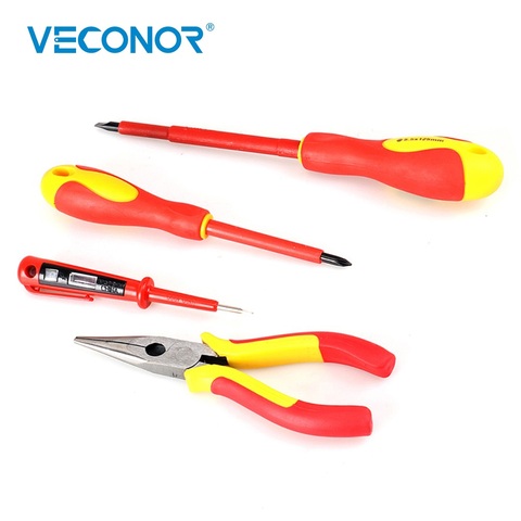 VECONOR 4PCS VDE Electricians Screwdriver Set Insulated Tool Set Electricity Tester Pen ► Photo 1/5