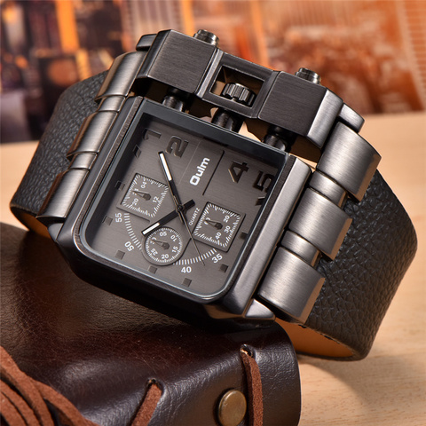 Oulm 3364 Casual Wristwatch Square Dial Wide Strap Men's Quartz Watch Luxury Brand Male Clock Super Big Men Watches montre homme ► Photo 1/6