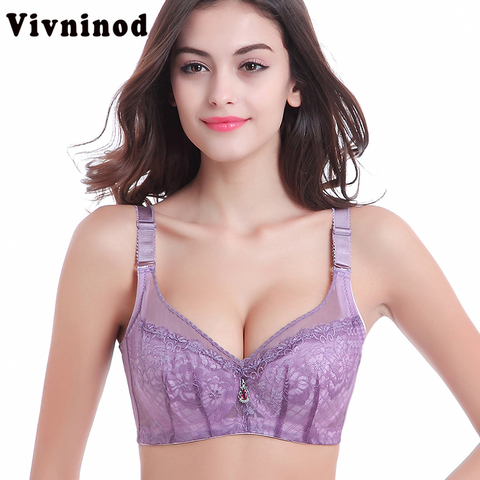 Thin Cup Lace Women Bras Adjusted Straps Push Up Underwear Underwire Pink  Purple Black Beige Brassiere Push up Brassieres 40C D - Price history &  Review