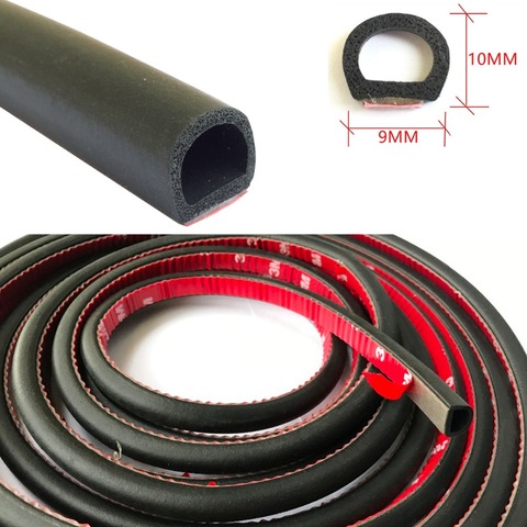 9mmx10mm Small D Car Door Seal Rubber Waterproof Sound Insulation Shock Absorption Auto Sealant Strip for Door Tail Cover  ► Photo 1/5