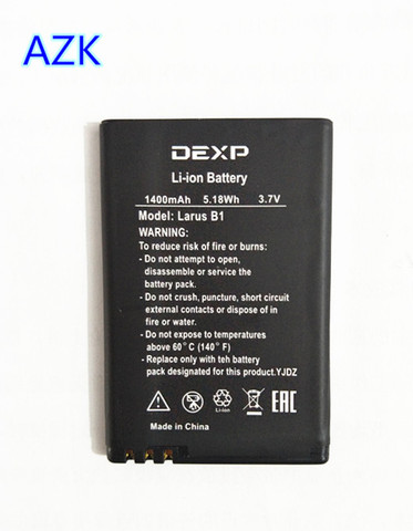 AZK 1PCS New 100% High Quality 1400mAh Larus B1 Battery for DEXP Larus B1 mobile phone ► Photo 1/6