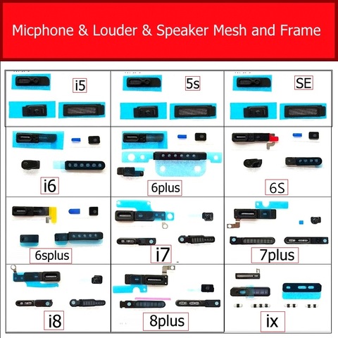 Microphone & Louder & Speaker Anti Dust Mesh and frame For iPhone 5 se 6s 7 8plus x xs xr max 11pro max Dust filter  Replacement ► Photo 1/6