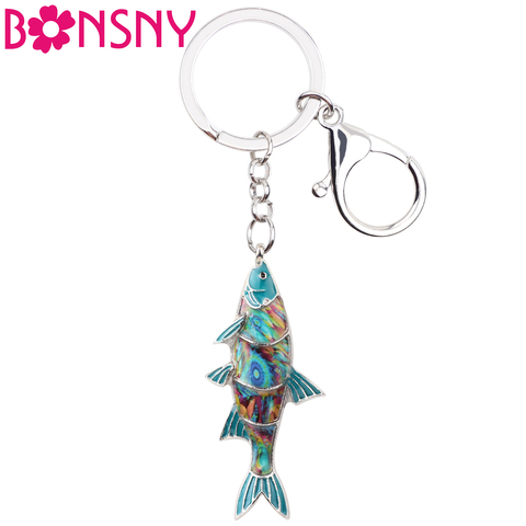 Bonsny Enamel Freshwater Fish Key Chain Key Ring Handbag Bag Charm Keychain Accessories Fashion Ocean Animal Jewelry For Women ► Photo 1/6