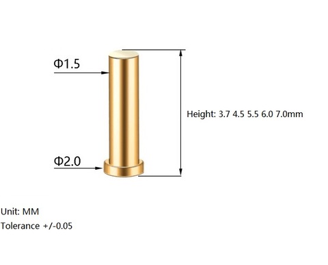 10pcs Diameter 2.0 mm Pogo Pin Connector Female Seat 3.7 4.5 5.5 6.0 7.0 mm Height 1 AMP SMT Surface Mount PCB Straight Gold 1u ► Photo 1/1